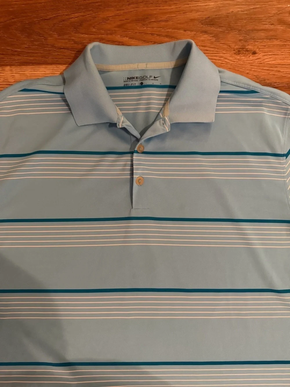Nike Light Blue Striped Polo Shirt